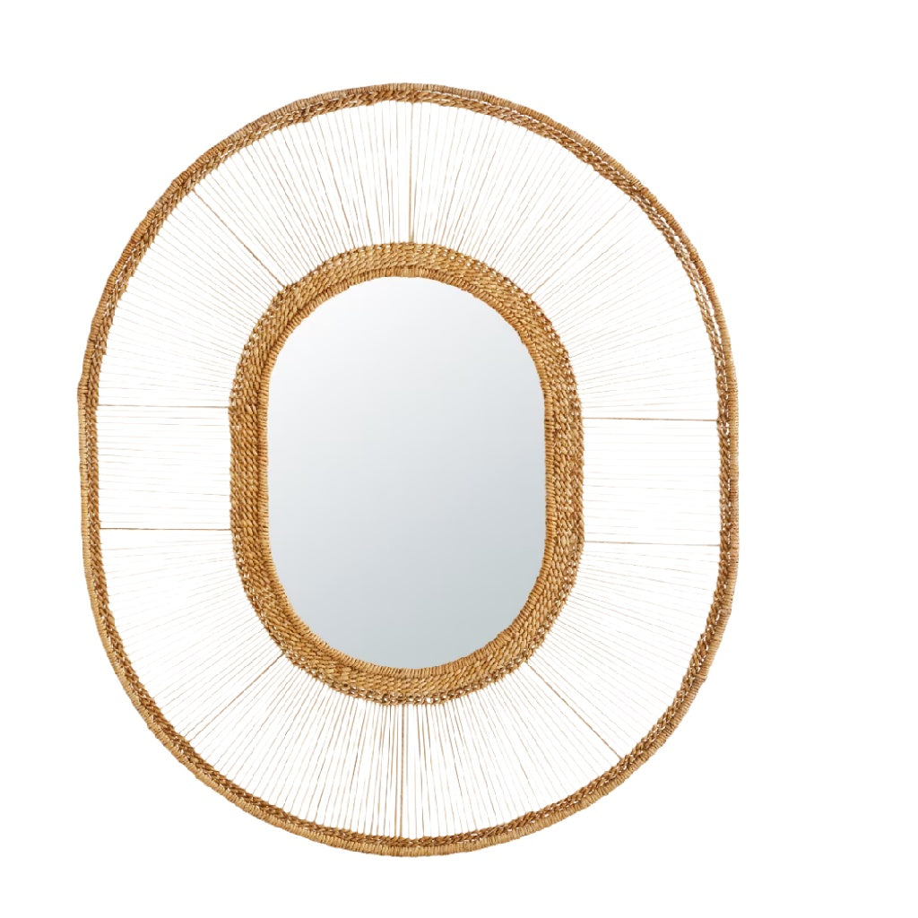 Miroir à cadre tissé rond